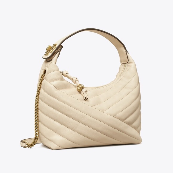 Tory Burch Handbags - Tory Burch KIRA CHEVRON CRESCENT BAG cream